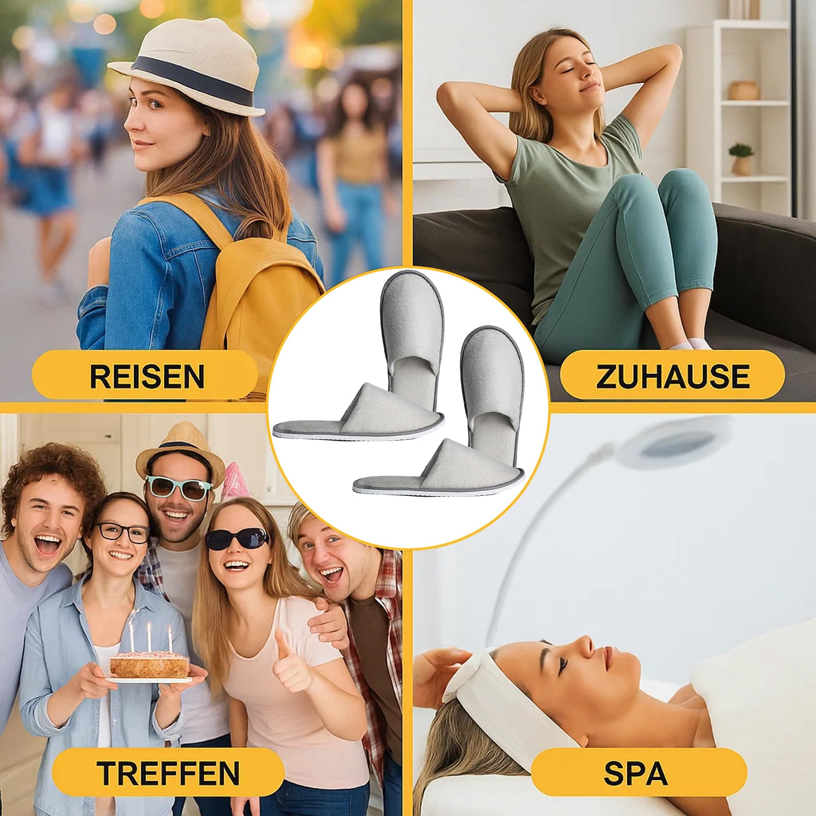 2 Paar Hotelslipper Hausschuhe für Gäste – Weiche Hausschuhe für Hotel, Zuhause und Reisen – Bequeme Hotelschlappen Plüsch Slipper