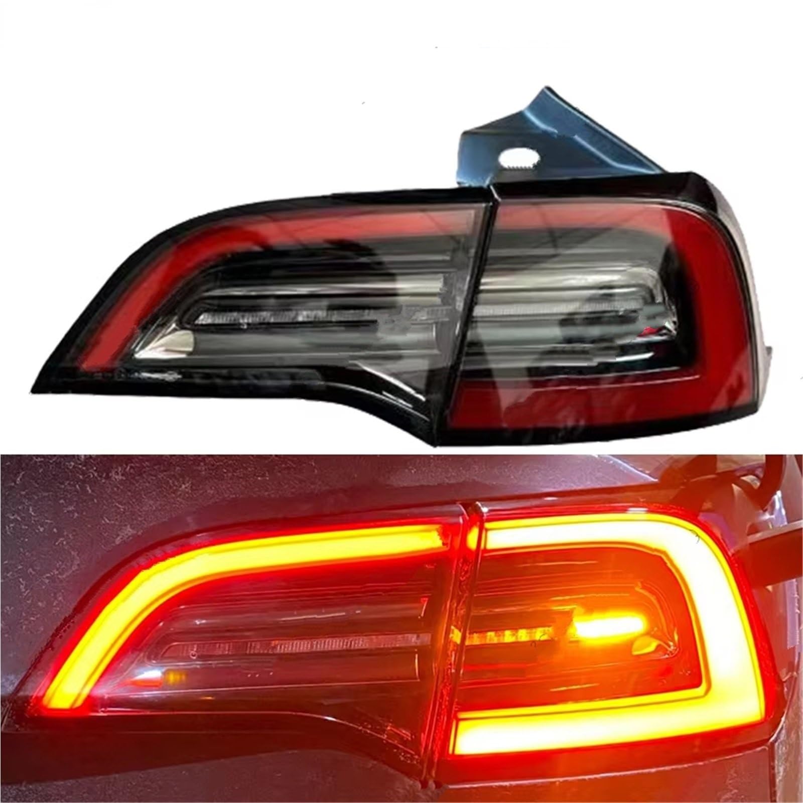 Fanale Posteriore per Auto Luce di Stop Posteriore per Tesla Model 3 2017-2020 Luce di Stop Posteriore indicatori di direzione fendinebbia Gruppo Ottico Posteriore (Esterno Sinistro/Rosso)