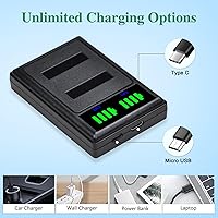 Vista 4 de Tectra 2 baterías EN-EL12 de alta capacidad y cargador dual LED para Nikon Coolpix AW100 AW110 AW120 AW130 A1000 B600 W300 A900 S6300 S8100 S8200