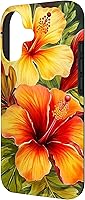 Vista 2 de Hawaiian Tropical Yellow Red Hibiscus Plumeria Case for iPhone 17