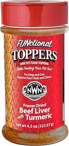 Northwest Naturals Hígado de res liofilizado con cúrcuma Decoración funcional para perros y gatos Ingredientes saludables y limitados, alimentos