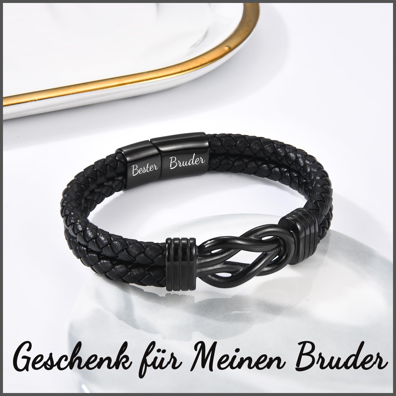 FAOMZQ Geschenke für Männer, Lederarmband mit Gravur für Papa Sohn Bruder zum Geburtstag Weihnachten Vatertag Abschluss, Ich Liebe Dich Geschenk für Meinen Mann Freund zum Valentinstag Jahrestag