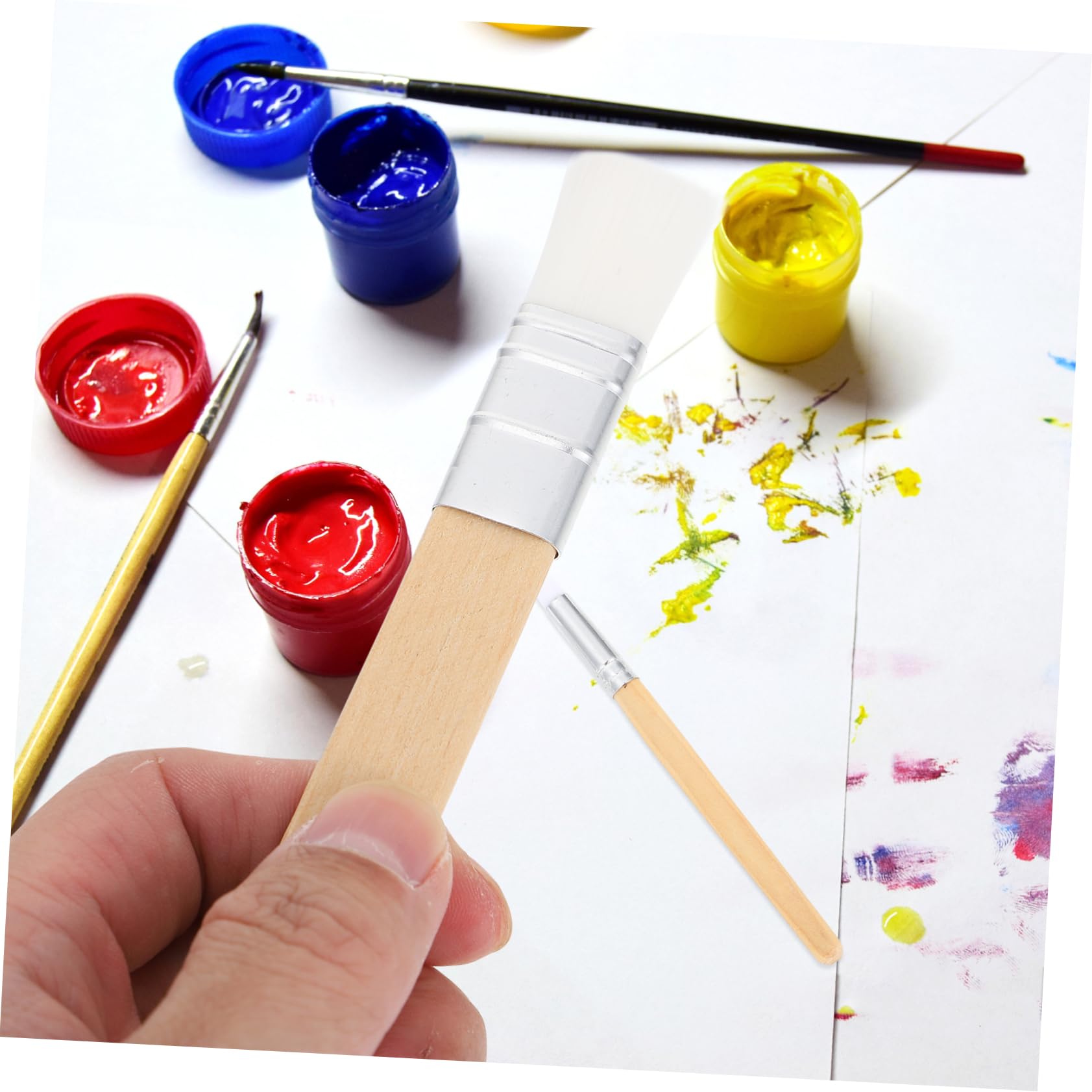 6 Piezas Pinceles Cortos de Lana Cruda para Acuarela Suministros de Pintura Pincel de Arte para Pintura al Óleo Herramienta de Dibujo