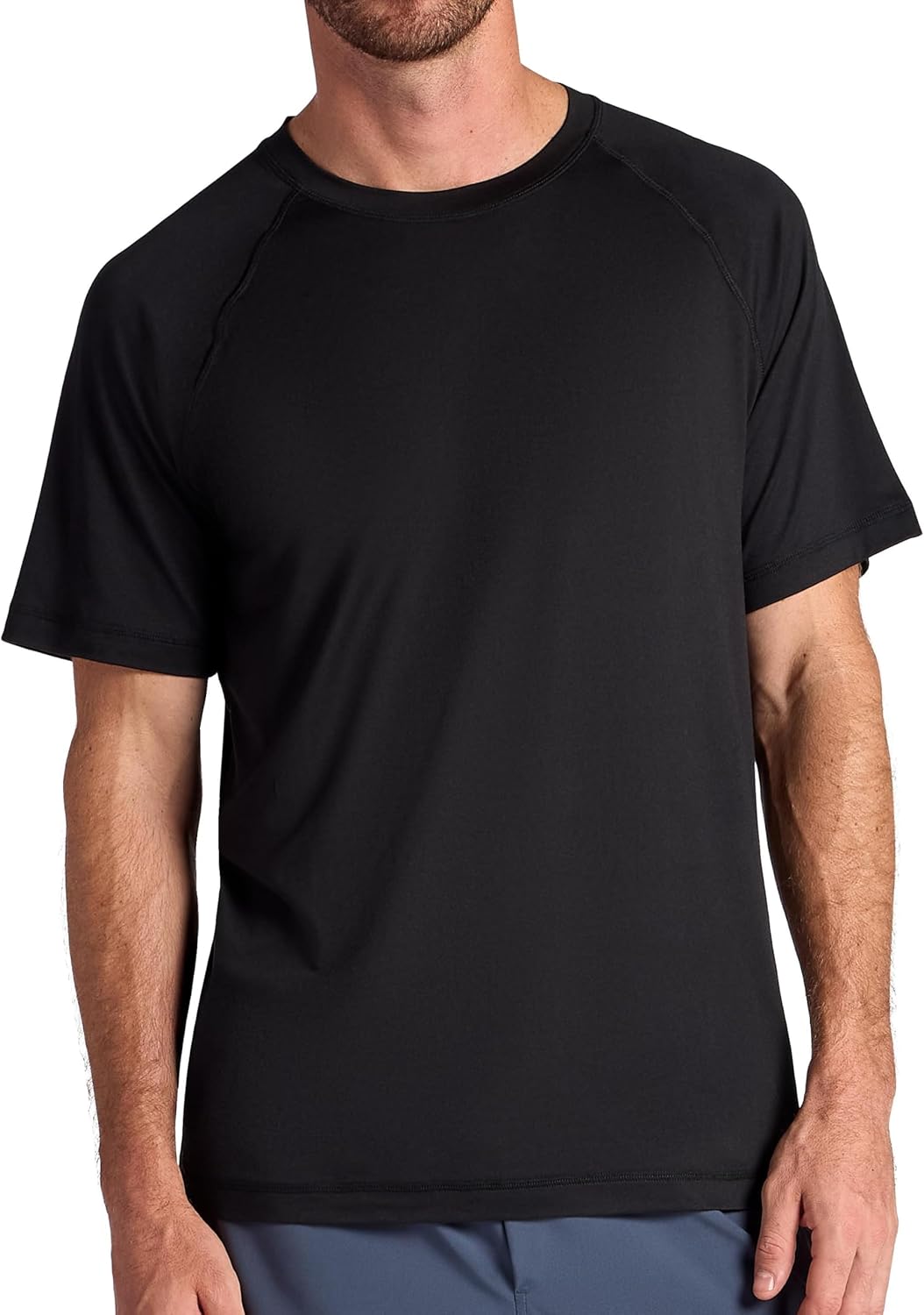 Gaiam Mens Everyday Basic Raglan Top, Standard Fit, Stretch Midweight Jersey Material