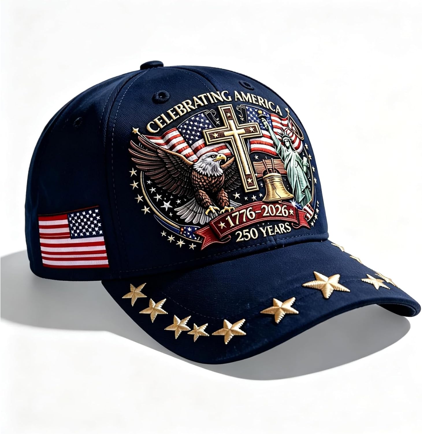 250 Anniversary USA Hat 250th Anniversary Eagle & Liberty & Cross Printed Pattern Baseball Cap for Men Women