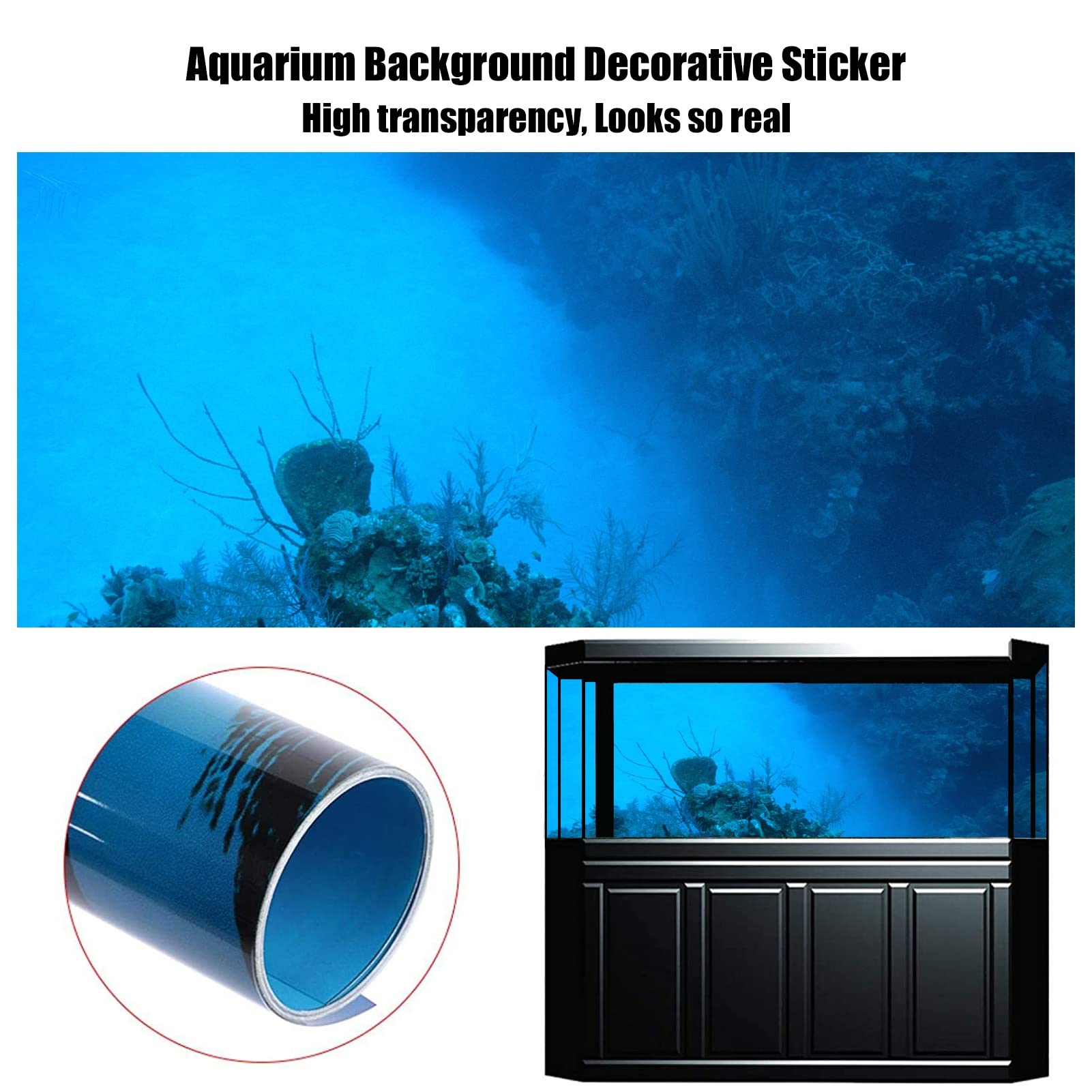 Fondo de Acuario bajo el Agua, Fondo de Tanque de Peces, PVC Adhesivo Acuario Mundo Submarino telón de Fondo imágenes Cartel,122x76cm