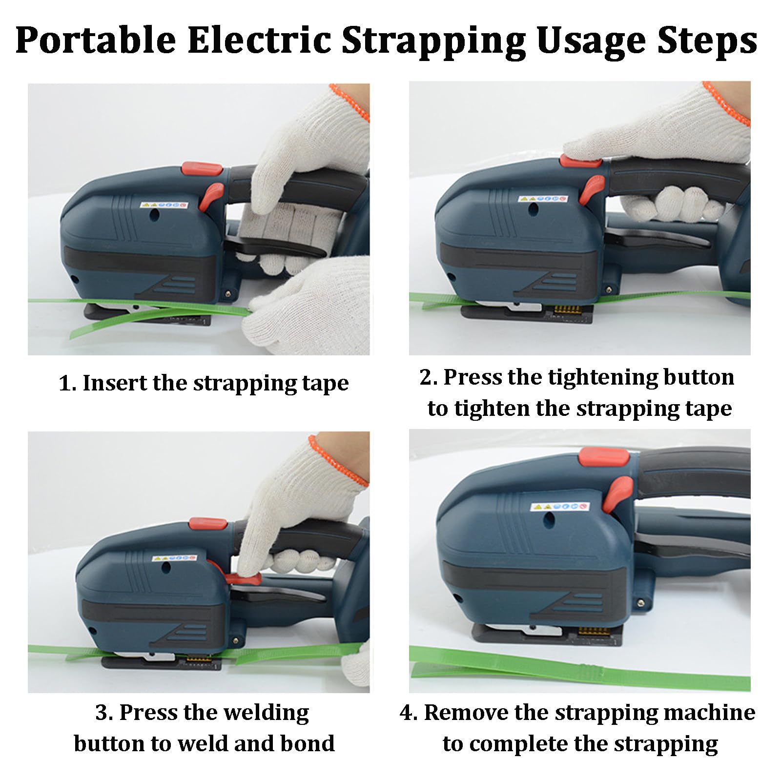 Outil électrique portable pour bandes de 1,09 cm à 1,57 cm et épaisseur de 0,05 cm à 1,3 cm pour sangles PP PET, affichage numérique, batterie double