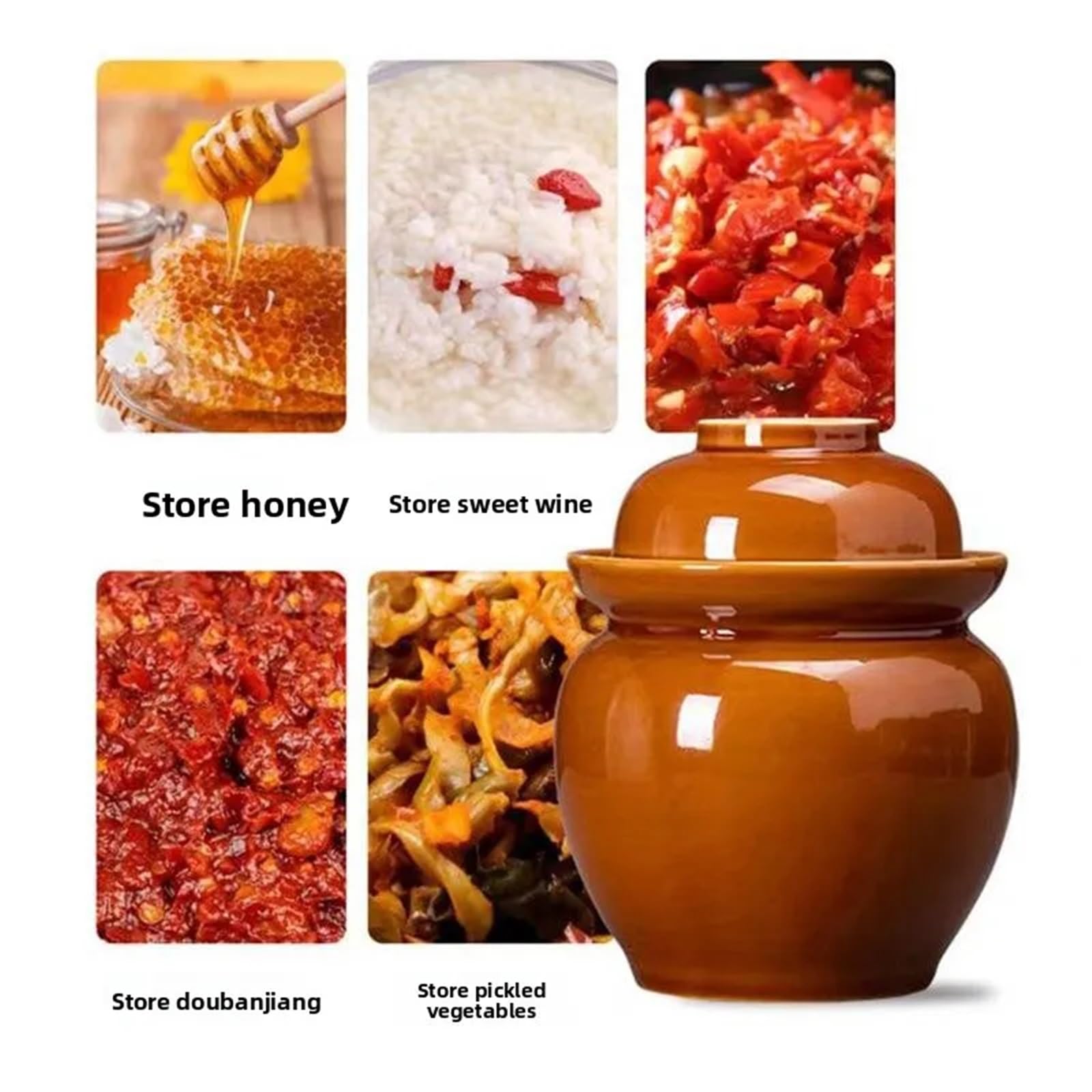 Keramik Teedose Dickes Kimchi-Glas aus Keramik for den Heimgebrauch, Tontopf, Gurkenzylinder, versiegelt