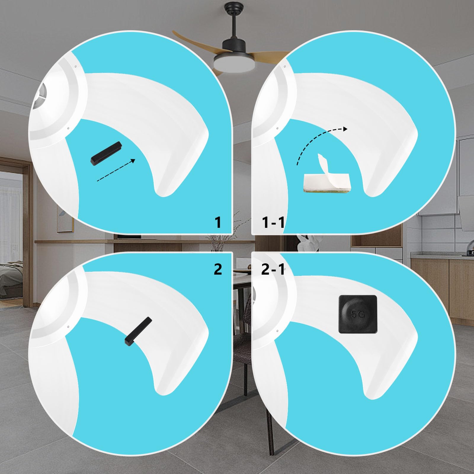 Kit D'Équilibrage Pour Pales De Ventilateur De Plafond - 6 Clips Plastique + 18 Poids Auto-Adhésifs 3g - Réduit Les Vibrations