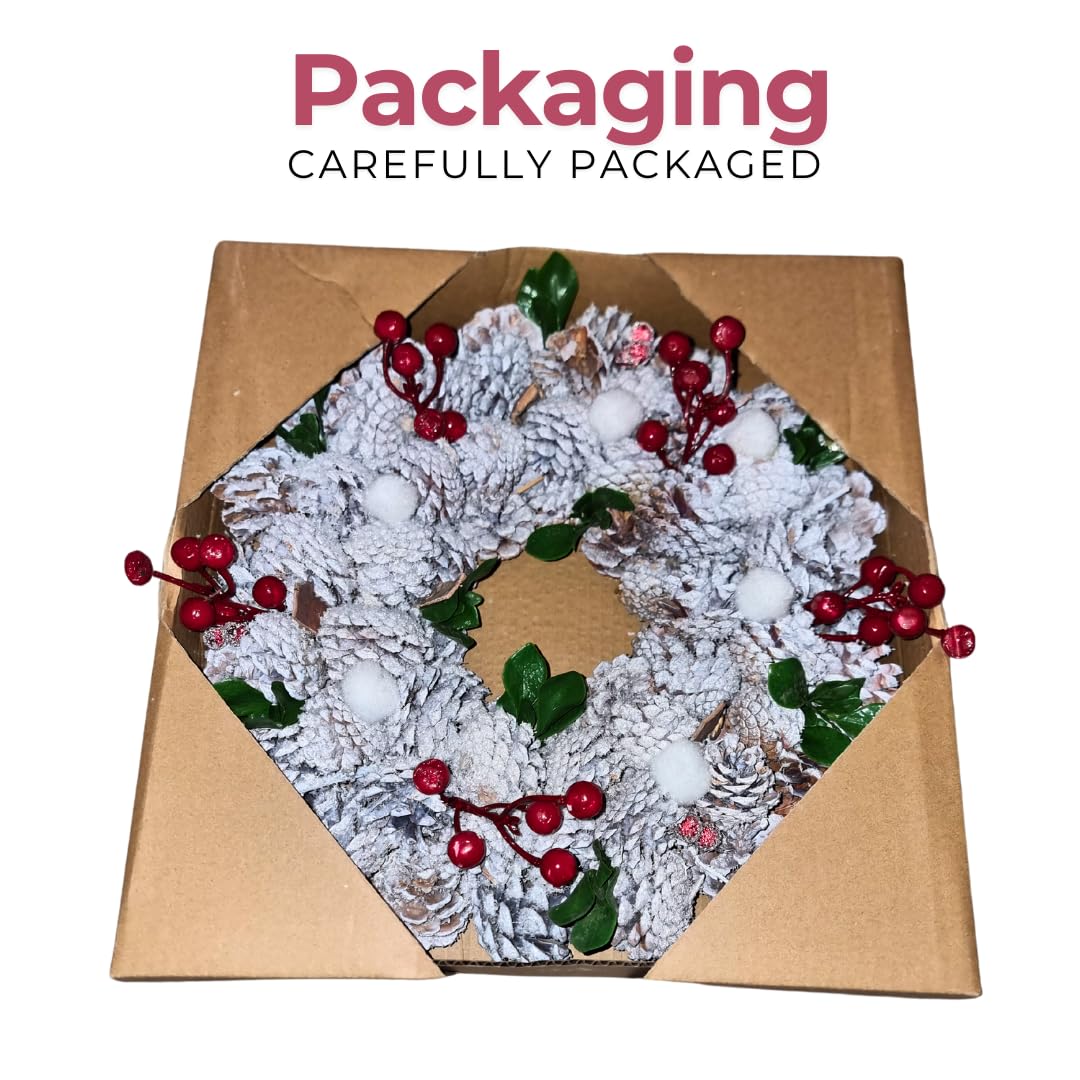 Couronne de Noël festive pour porte d'entrée avec ficelle de suspension – Décorations de Noël parfaites pour l'extérieur à ajouter à vos décorations de Noël dans notre liquidation de décorations de