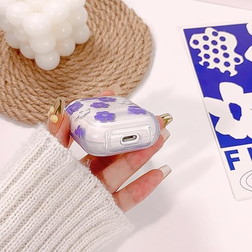 Miniatura 6 de Funda compatible con AirPods, bonita funda transparente floral con bonito diseño de cadena de flores para mujeres y niñas, funda protectora de TPU