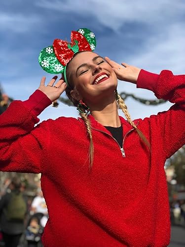 Miniatura 7 de WOVOWOVO Diademas de orejas de ratón para mujeres y niñas, bandas de pelo con lazo morado brillante, Navidad, Año Nuevo, cosplay, disfraz de