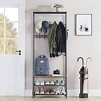 Vista 5 de Perchero para zapatos con 10 ganchos, banco de entrada con almacenamiento, organizador multifuncional para pasillo, muebles decorativos de aspecto