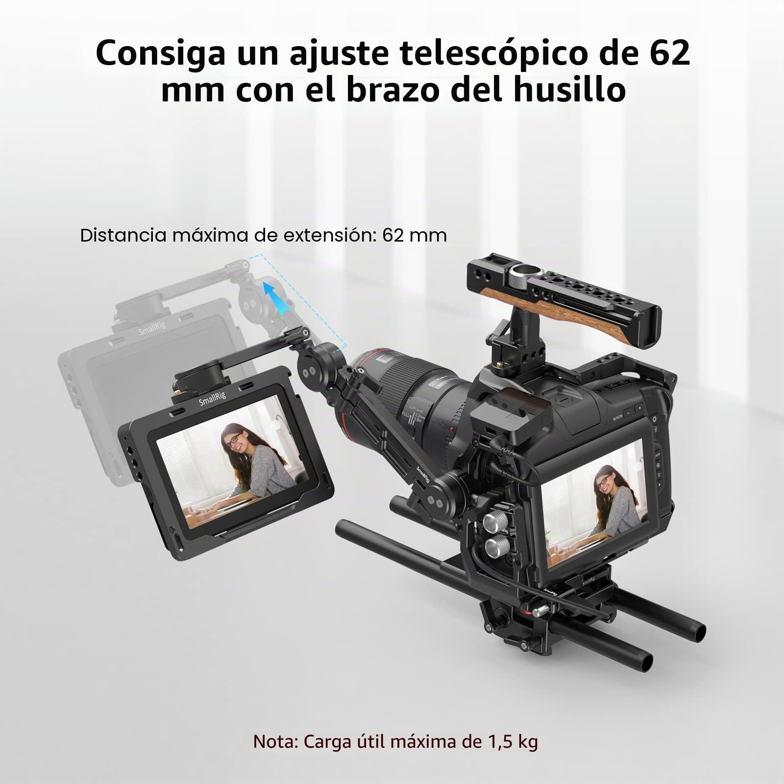 SMALLRIG EVF Mount Ajustable 360​​° con NATO Clamp Sin Desmontar, Carga Máxima 1,5kg - MD3507