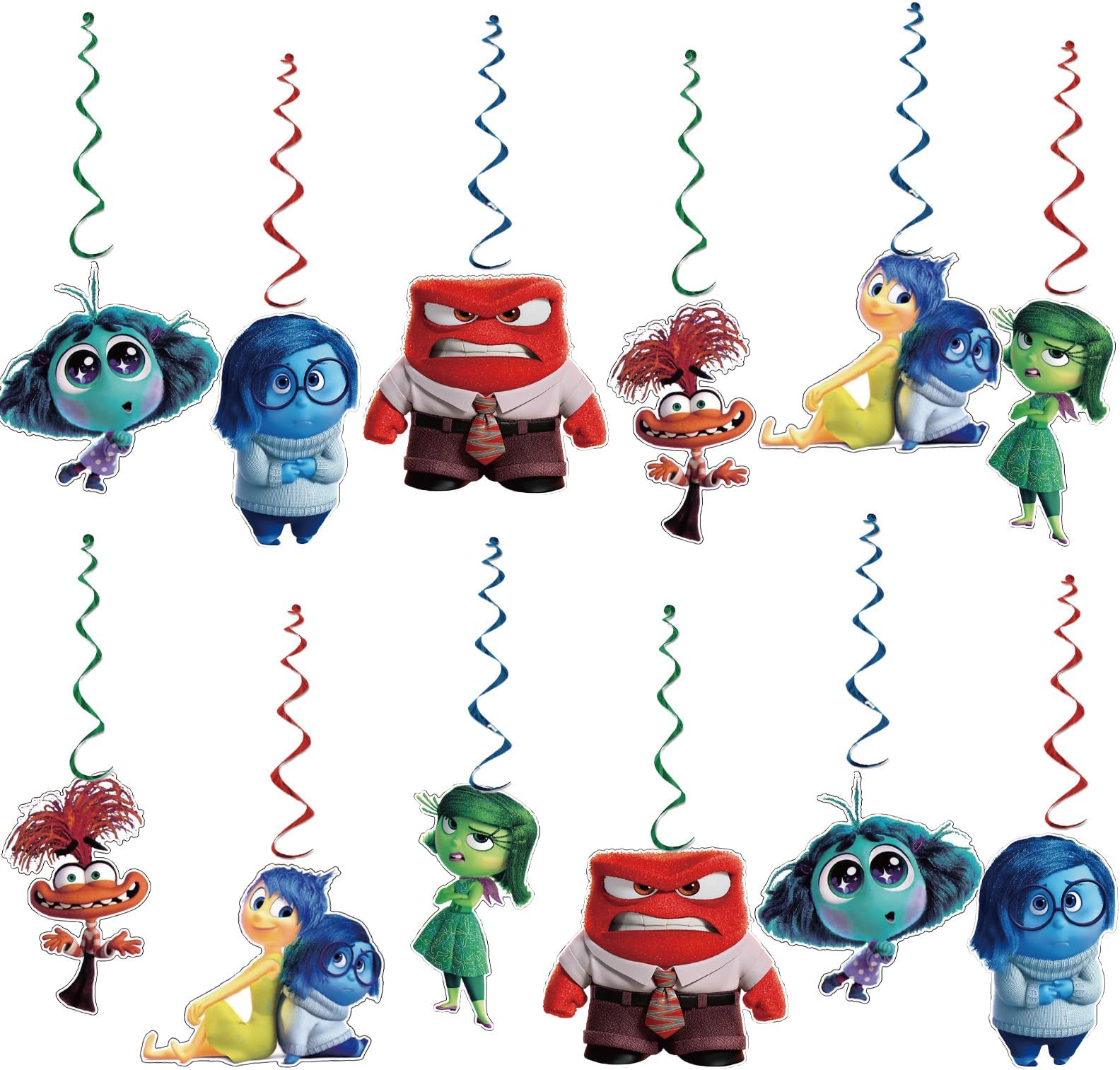 HJFZLY 12Pcs Inside Out Hanging Swirls Ceiling Streamers Decorations, Inside Out Birthday Party Decorationss Supplie