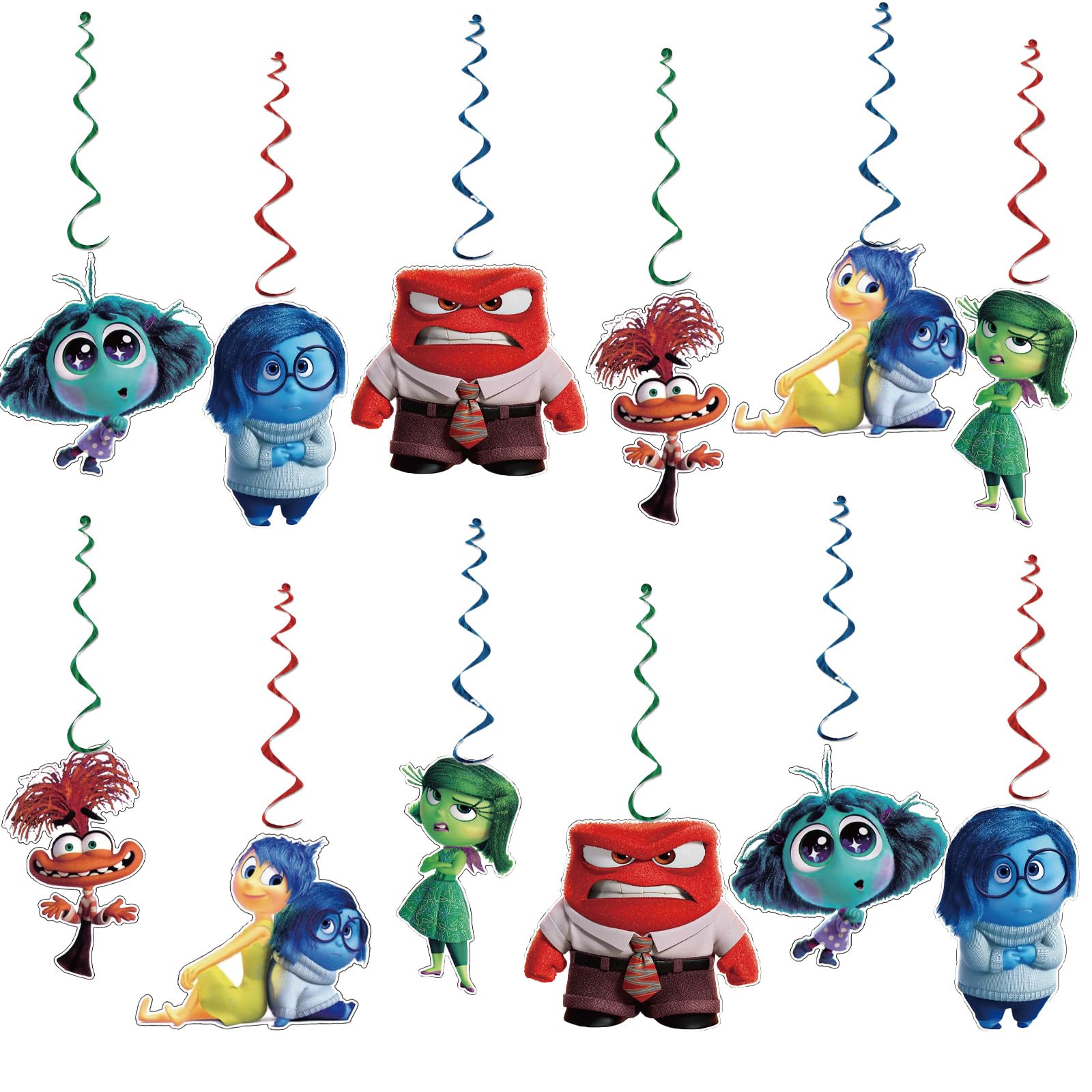 HJFZLY 12Pcs Inside Out Hanging Swirls Ceiling Streamers Decorations, Inside Out Birthday Party Decorationss Supplie