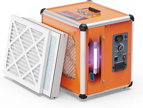 Abestorm Depurador de aire comercial con luz UV, filtro de carbón activado HEPA H13, iones negativo, purificador de aire de aluminio para
