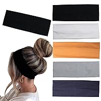 Vista 13 de 6 diademas negras para mujer, diadema de algodón antideslizante, elástica, soporte para la cabeza, accesorios para el cabello