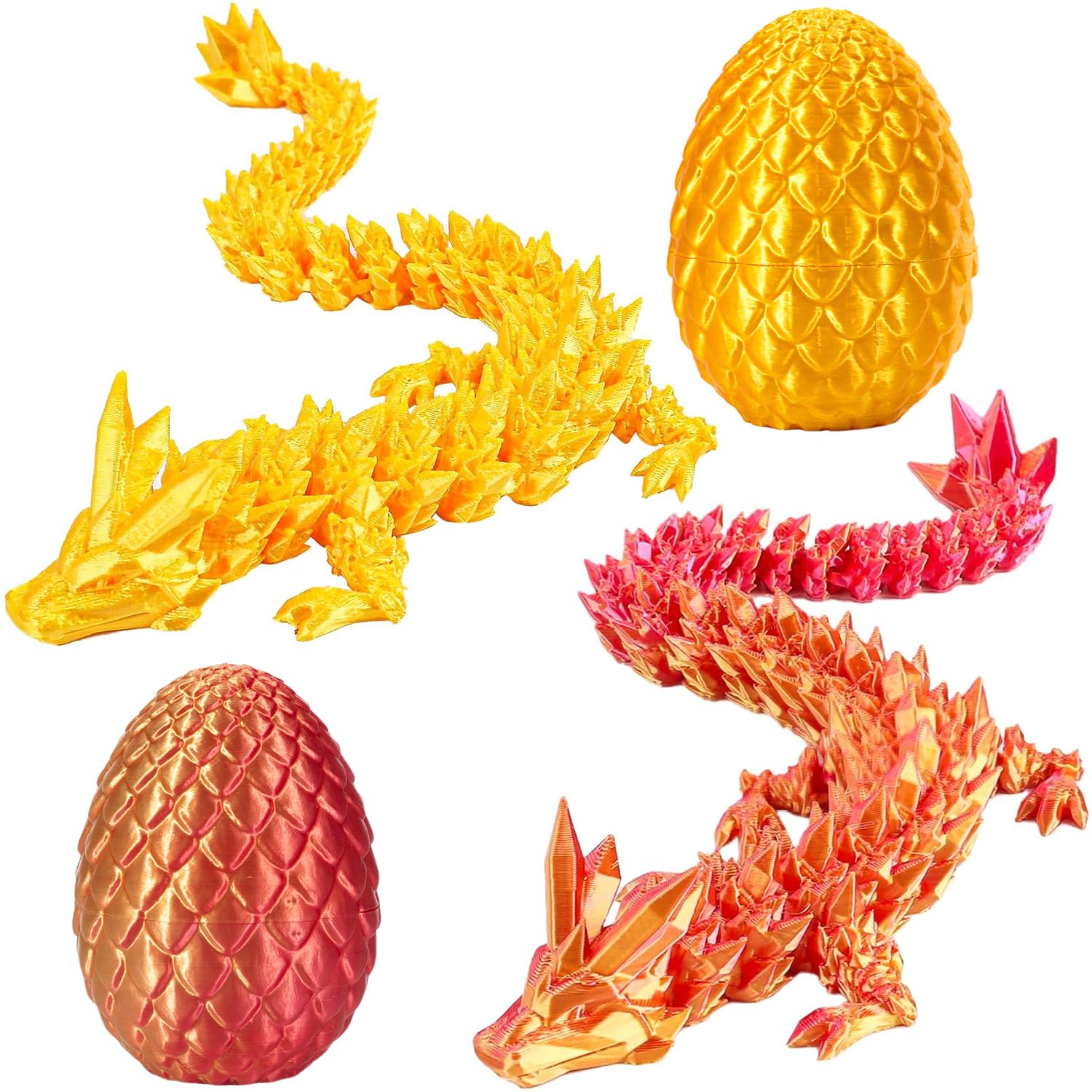 3D Printed Dragon in Egg, Fully Articulated Dragon in Eggs Easter Surprise Dinosaur Eggs Flexible Joints Mystery Dragon Action Figures for Home Office Birthday Party - 2 Pack — image 1