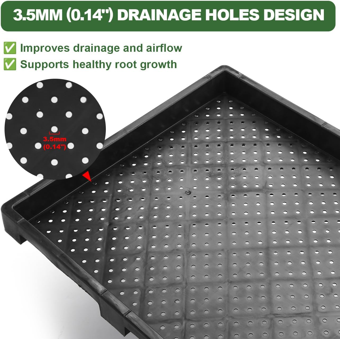 5 Pack Seed Tray, Extra Thick Growing Flats with Drainage Holes 23.6"x11.8"