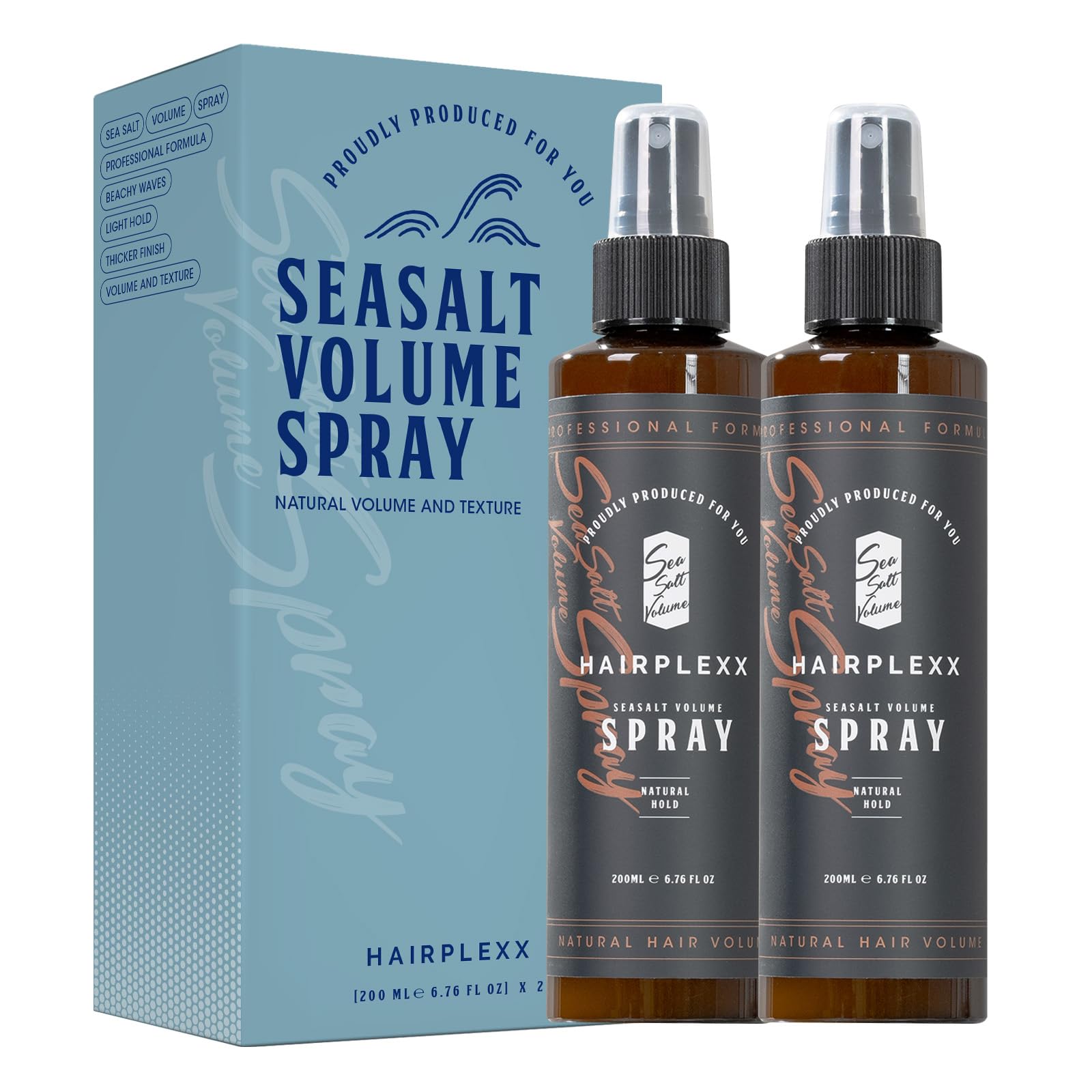 Hairplexx Sea Salt Volume Hair Spray for both Men and Women Natural Thick and Volumizing Hair Look with