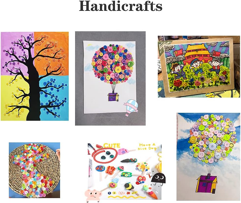 About 330 Resin Buttons of Various Specifications, Handmade Buttons, Sewing DIY Handicraft Buttons, Children's Hand-Painted Decorative Buttons Multicolor Series