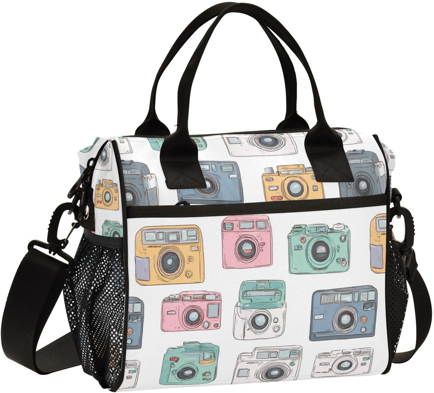 Kcldeci Kids Lunch Bag insulated Cooler Lunch Box for Girls Boys Disposable Camera Children Student Small Bento Bags for School Picnic S