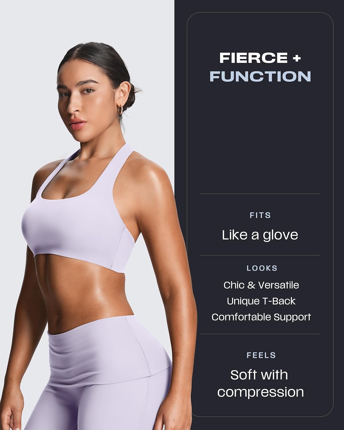 Aoxjox Women's Workout Sports Bras Fitness Training Gym Athlenza T-Back Bra Lumastretch™ Yoga Crop Tank