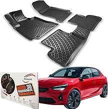 Trimak Perfect Fit 3D Car Floor Mats Compatible with Opel Corsa F from 2019 Car Accessories 1st and 2nd Row Rubber Mats Cars TPE All Weather Odourless Non-Slip Front & Rear Black