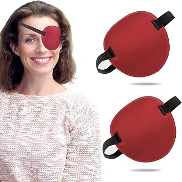 Eye Patch, 2PCS 3D Adjustable Eyepatch, Medical Eye Patches for Right or Left Eye, Amblyopia Lazy Eye Patches for Adults and Kids, Red