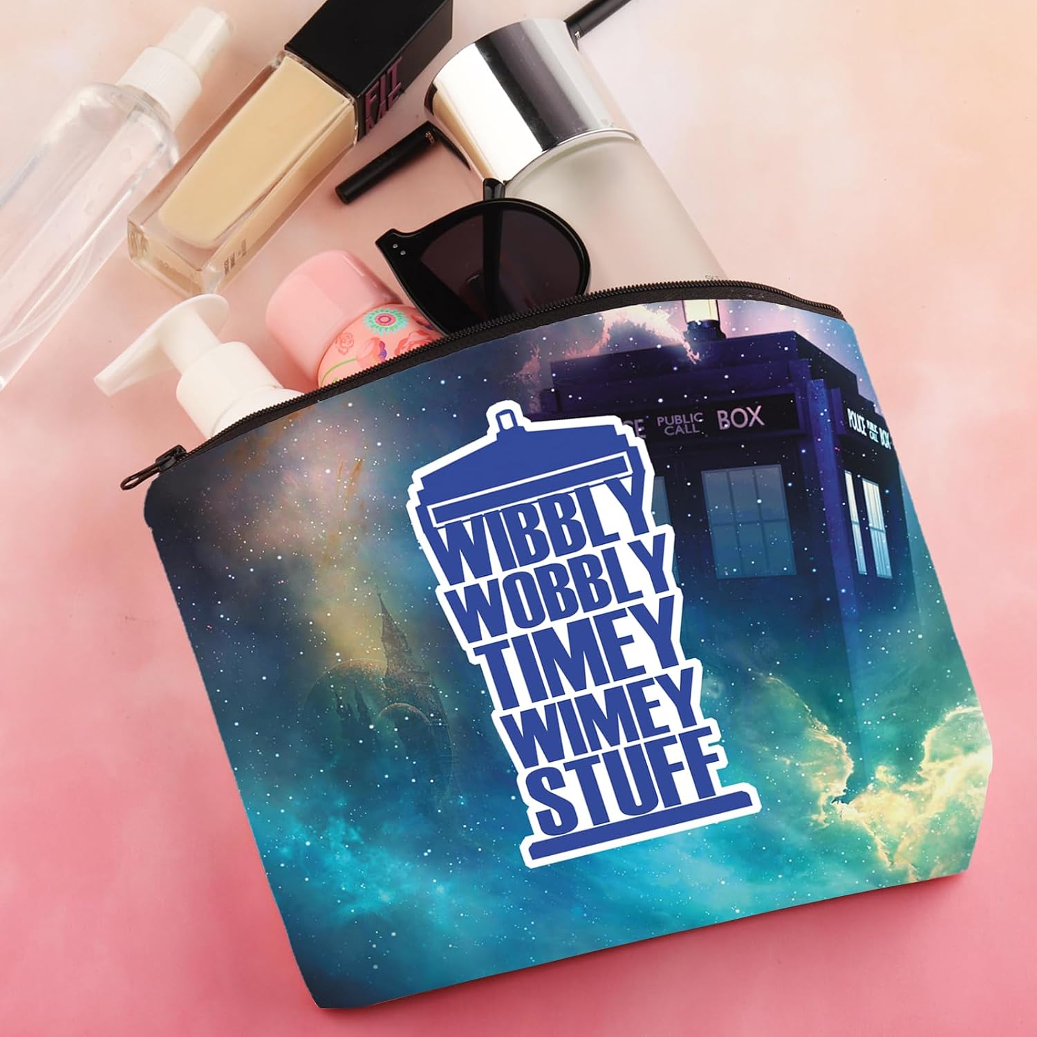 BDPWSS Dr Who TV Show Inspired Makeup Bag Policeman Box Fan Wibbly Wobbly Timey Wimey Stuff Gift image 5