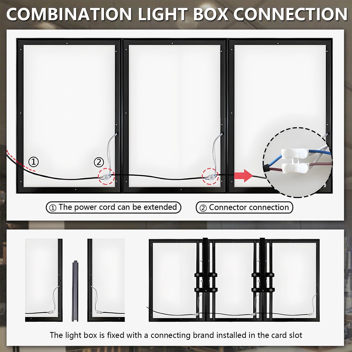 Marco De Póster LED, Tablero De Menú LED, Diseño Delgado De 1 Cm, Brazo Retráctil De 50-95 Cm, Ajustable De 0 a 90°, Montaje En Pared/Techo, para Restaurantes Vertical-1PCA4(22.5 * 30.4CM)