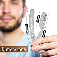 Vista 7 de Facón Navajas rectas para hombres - Kit de navaja de barbero profesional de borde recto con 100 cuchillas, afeitadora clásica de acero inoxidable