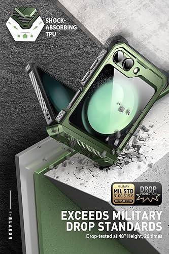 Miniatura 7 de i-Blason Funda magnética para Samsung Galaxy Z Flip 5 con soporte, protector de pantalla integrado, protección de bisagra, protección de cuerpo