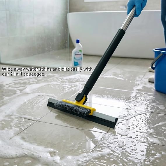 Floor Squeegee Broom, Long Handle Rubber Water Wiper Mop for Concrete Floor