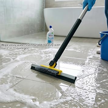 Floor Squeegee Broom, Long Handle Rubber Water Wiper Mop for Concrete Floor