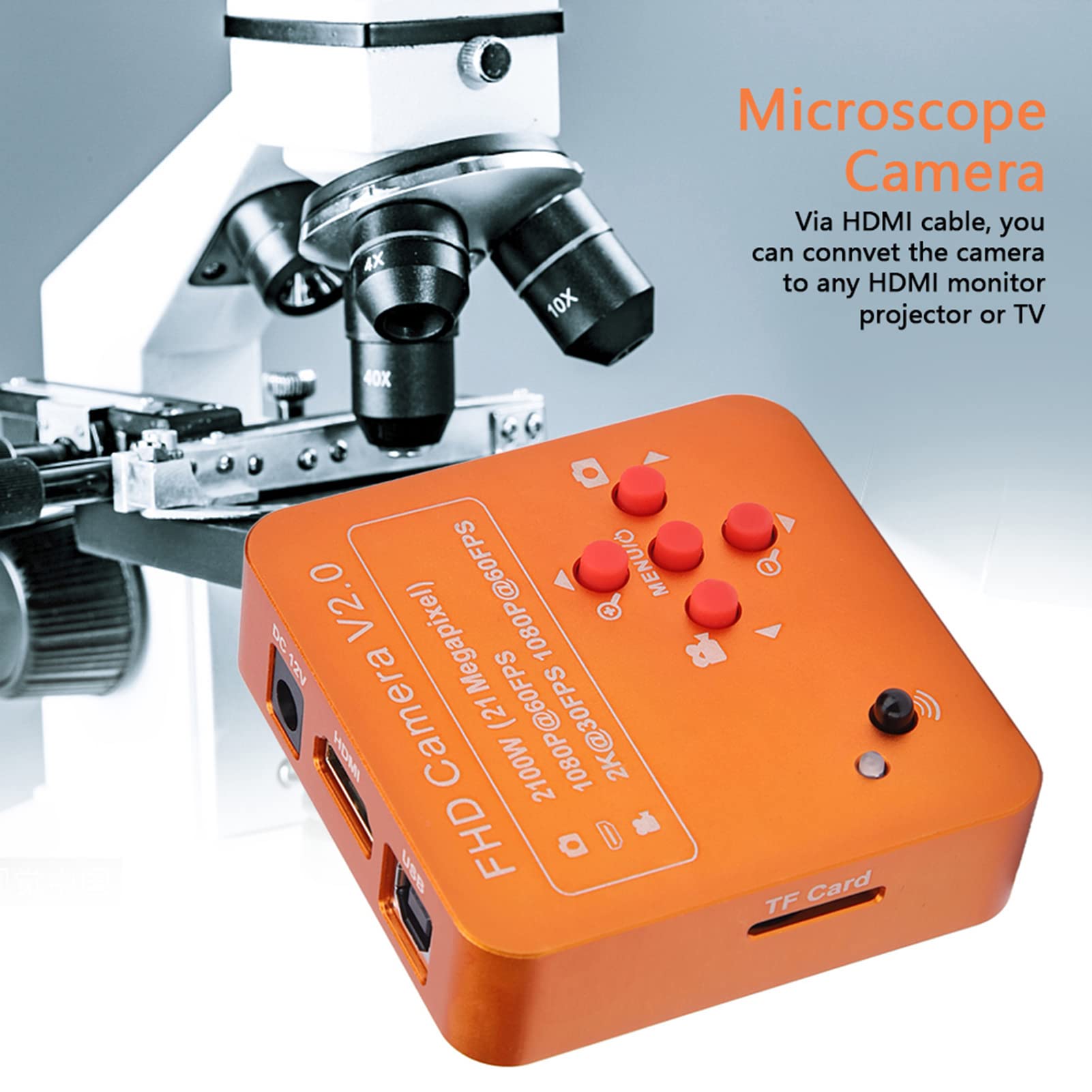Cryfokt Kamera Mikroskopowa 21 MP z Mocowaniem Typu C, i USB – Kamera Wideo HD 2K/1080P z obsługą Kart TF i pilotem; Przeznaczona do Mikroskopów Przemysłowych, Monitorów, Pro