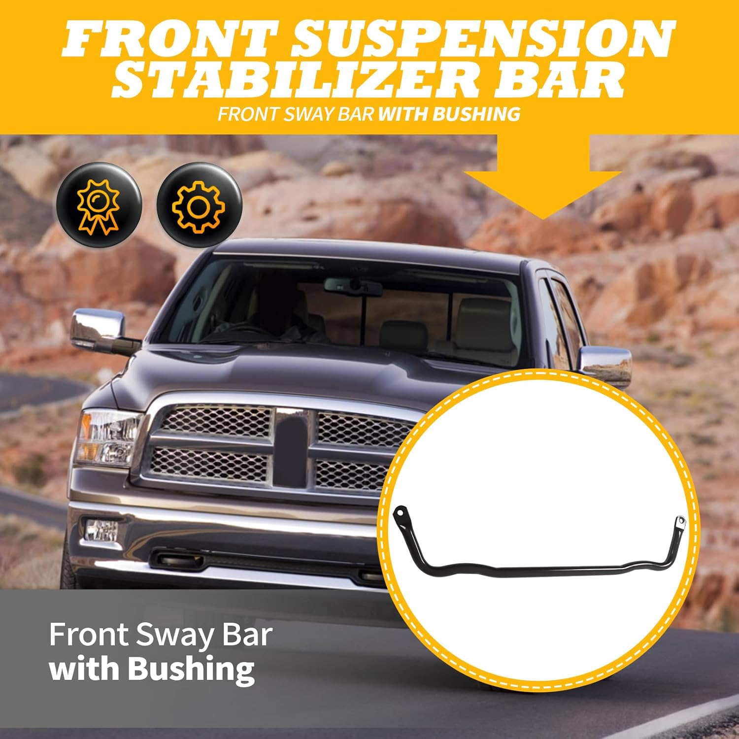55398938AC 55398938AB Front Suspension Stabilizer Bar Kit Front Sway Bar Link Kit with Bushing Kit Compatible with Ram 1500 2009-2010 1500 2011-2018 1500 Classic 2019-2022