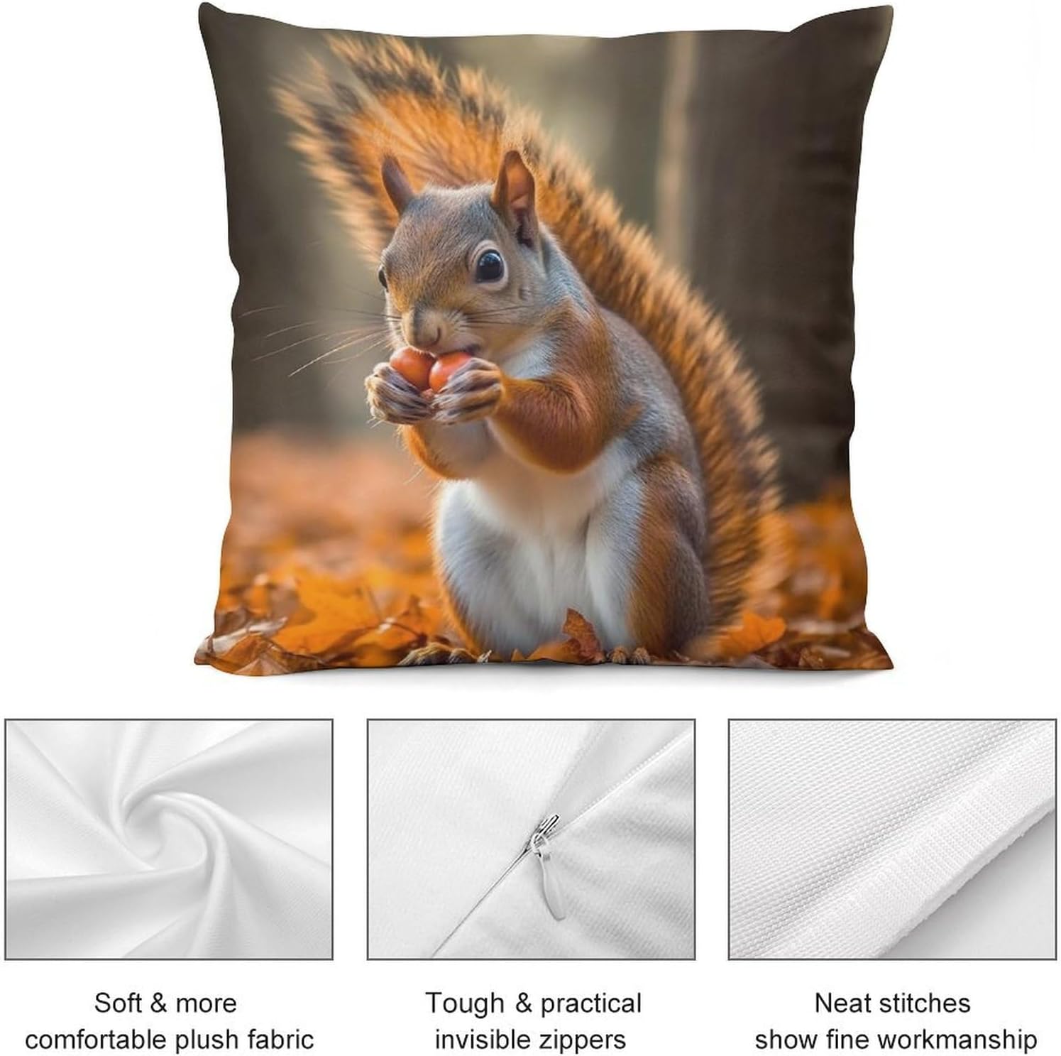 Zippered Pillow Cover, Pillow Protector, Adorable Animal Printed Pillow Cover of 4, Pillow Not Included