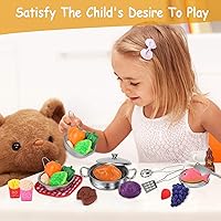 Vista 4 de Juego de comida para niños, accesorios de cocina, 46 piezas, utensilios de cocina de acero inoxidable con CuteApron, cortar alimentos de juego