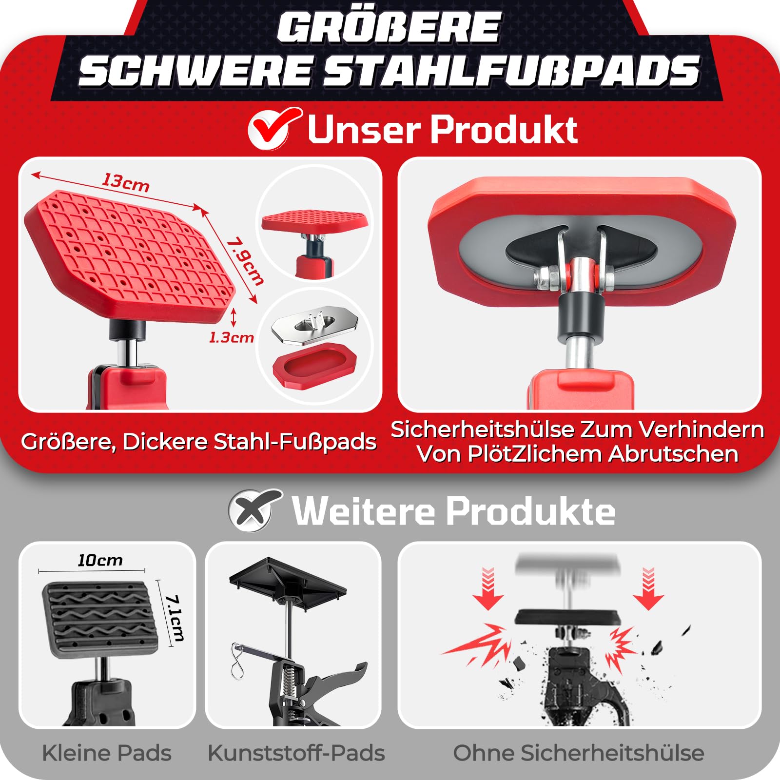XINQIAO Montagestütze für die Schrankmontage, Schwerlast-Deckenstütze mit Verstellbarer Teleskopstange von 125 cm bis 290 cm, 4 Stück
