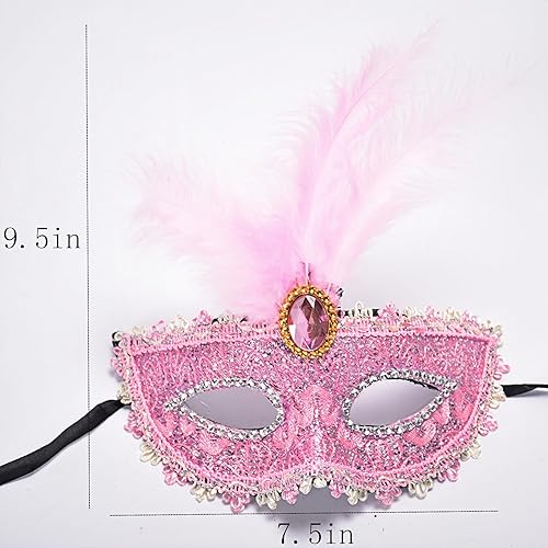 Miniatura 3 de YHan Máscara de plumas para mujer, disfraz veneciano de Halloween, Mardi Gras, para fiesta, baile de graduación, accesorio divertido para cosplay
