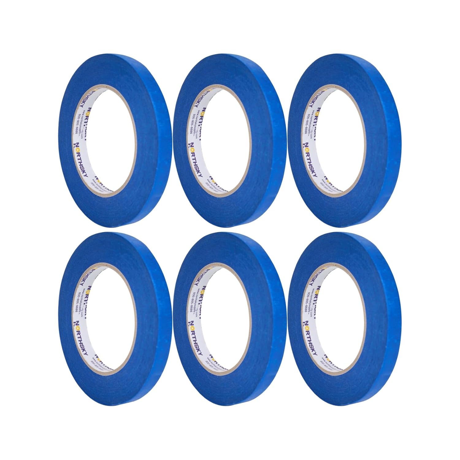 NORTHSKY 6 Rolls Painters Tape, 3" x 60 yds, Blue, Masking Tape, Paint Tape for Multi-Purpose, Painting, Labeling, DIY Crafts Arts, Decoration (360 Total Yards)