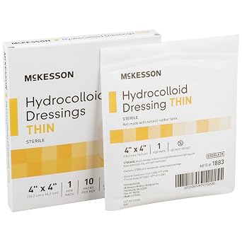 McKesson Hydrocolloid Dressing, Sterile, Thin, 4 in x 4 in, 10 Count, 1 Pack