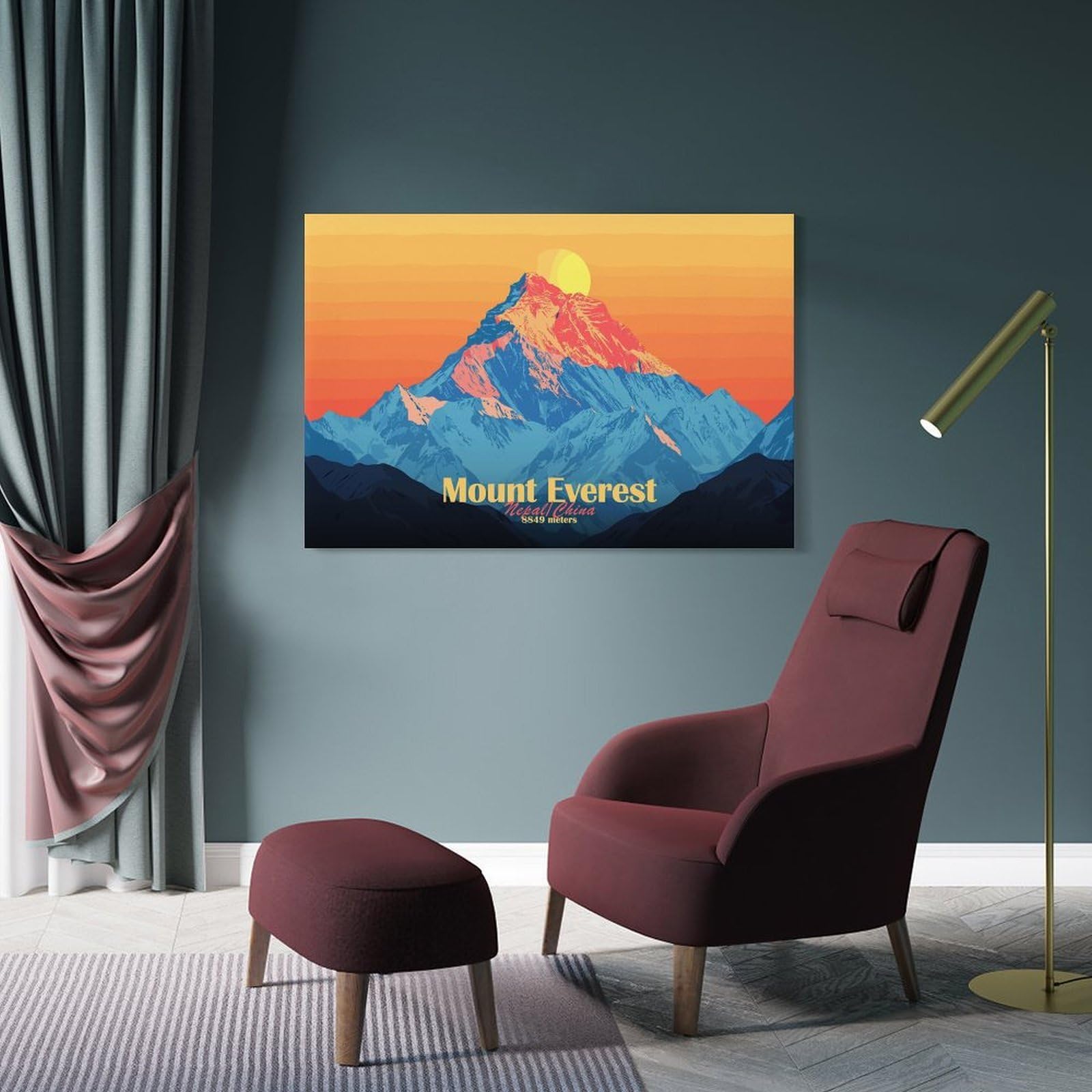 Junmoney Decorative Wall Artwork Mount Everest Sunset, 20x30inch(50x75cm), for Corridors, Hallways Or Apartment Entries, Wall Decor to Refresh Empty Corners