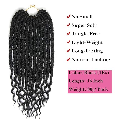 Miniatura 3 de 7 piezas de trenzas de ganchillo con rizos de resorte, 14 pulgadas, rizado Marley Twist para mujeres negras (14 pulgadas, negro (1B#))