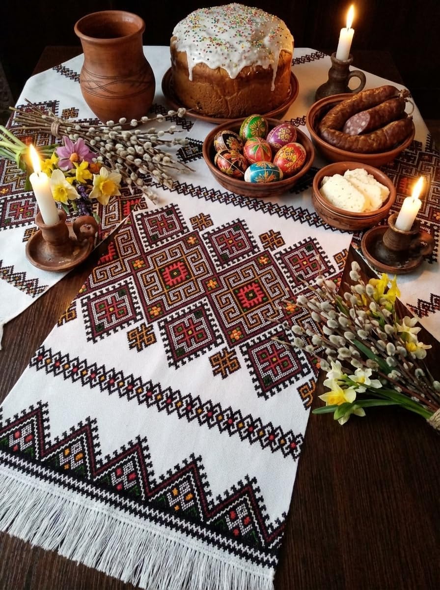 Handmade Ukrainian Towel Traditional Embroidered Rushnyk Ukrainian Gift (Colorful)