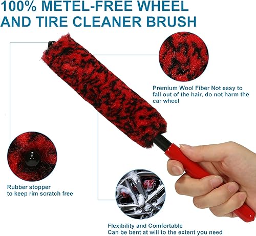 Miniatura 3 de Kit de 13 piezas de detalles de coche, kit de lavado de autos, kit de detalles (cepillos de detalles de automóvil, cepillo de alambre, cepillo de