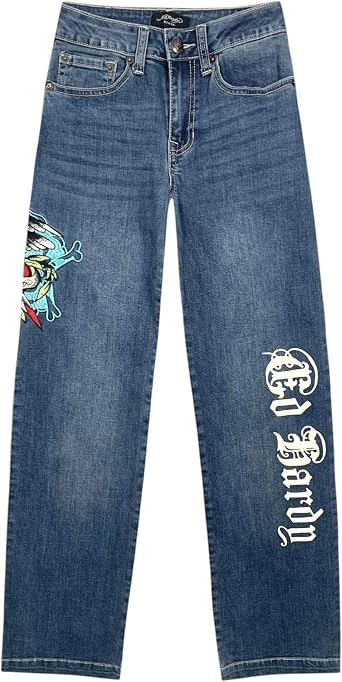 ED HARDY Womens Eagle Wide Leg Jeans WEHD8300-3