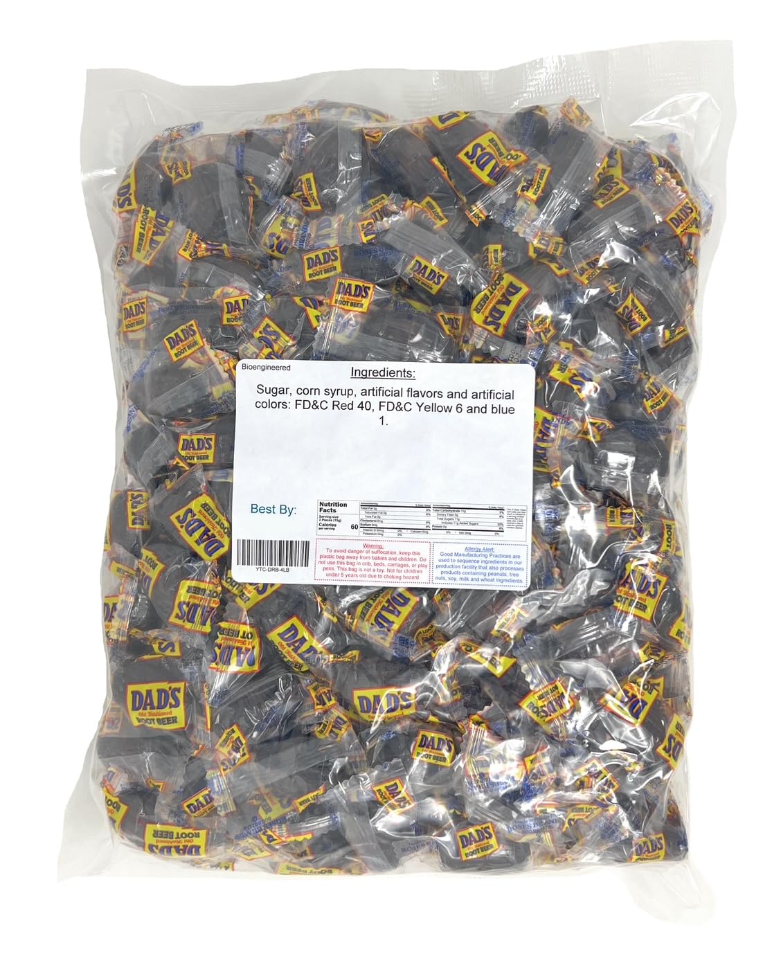 YANKEETRADERS Classic Dads Root Beer Barrels Hard Candy, 4 Pounds Bulk